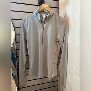 NWOT Under Armour Heat Gear Run Half Zip Grey Stripe Long Sleeve Pullover